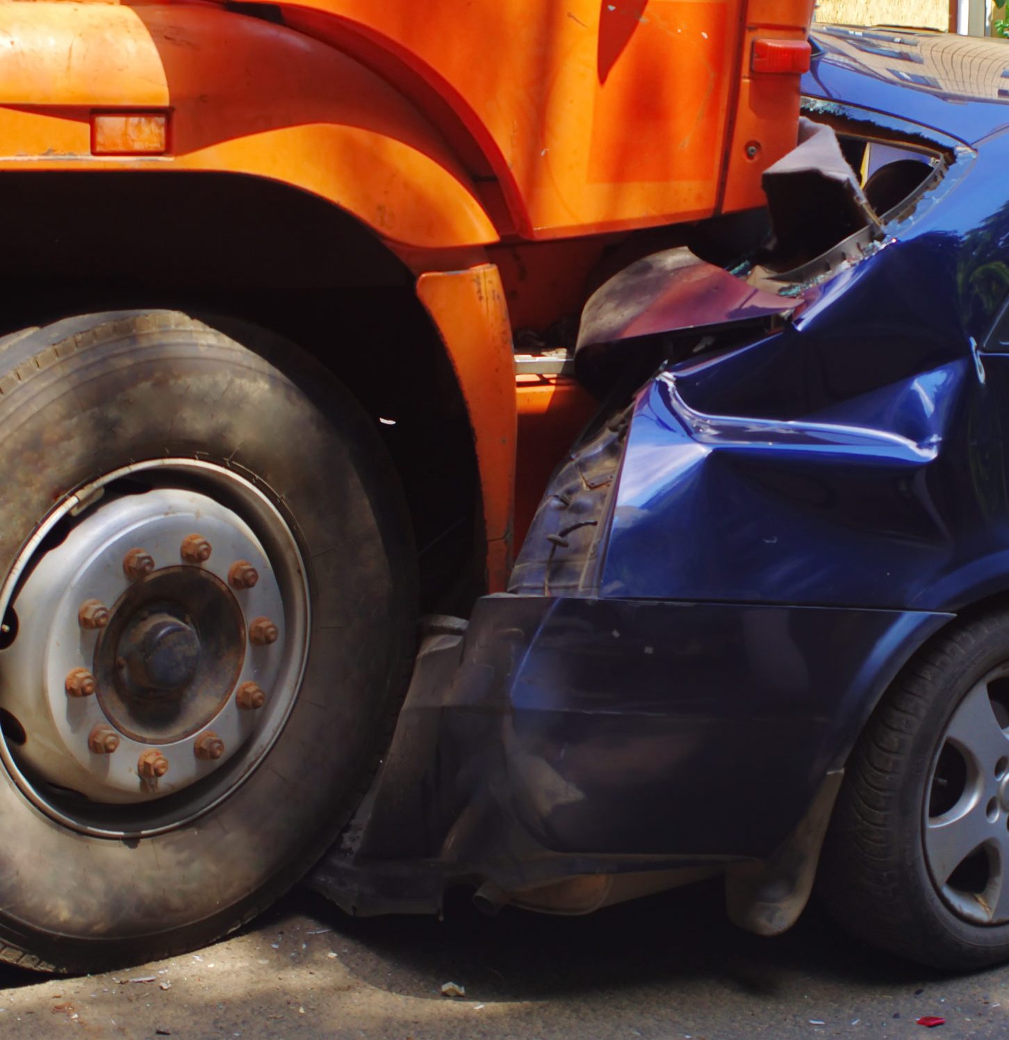 truck rear ends small passenger car - red light accident lawyer